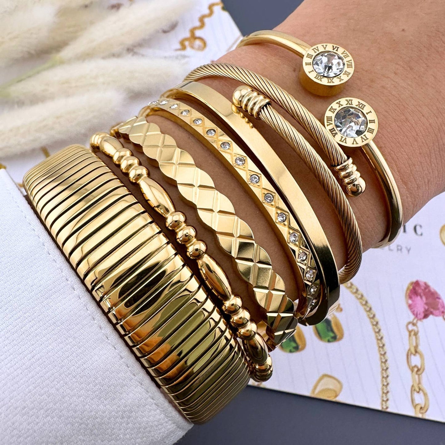 Bracelet, 18K Gold Plated Steel