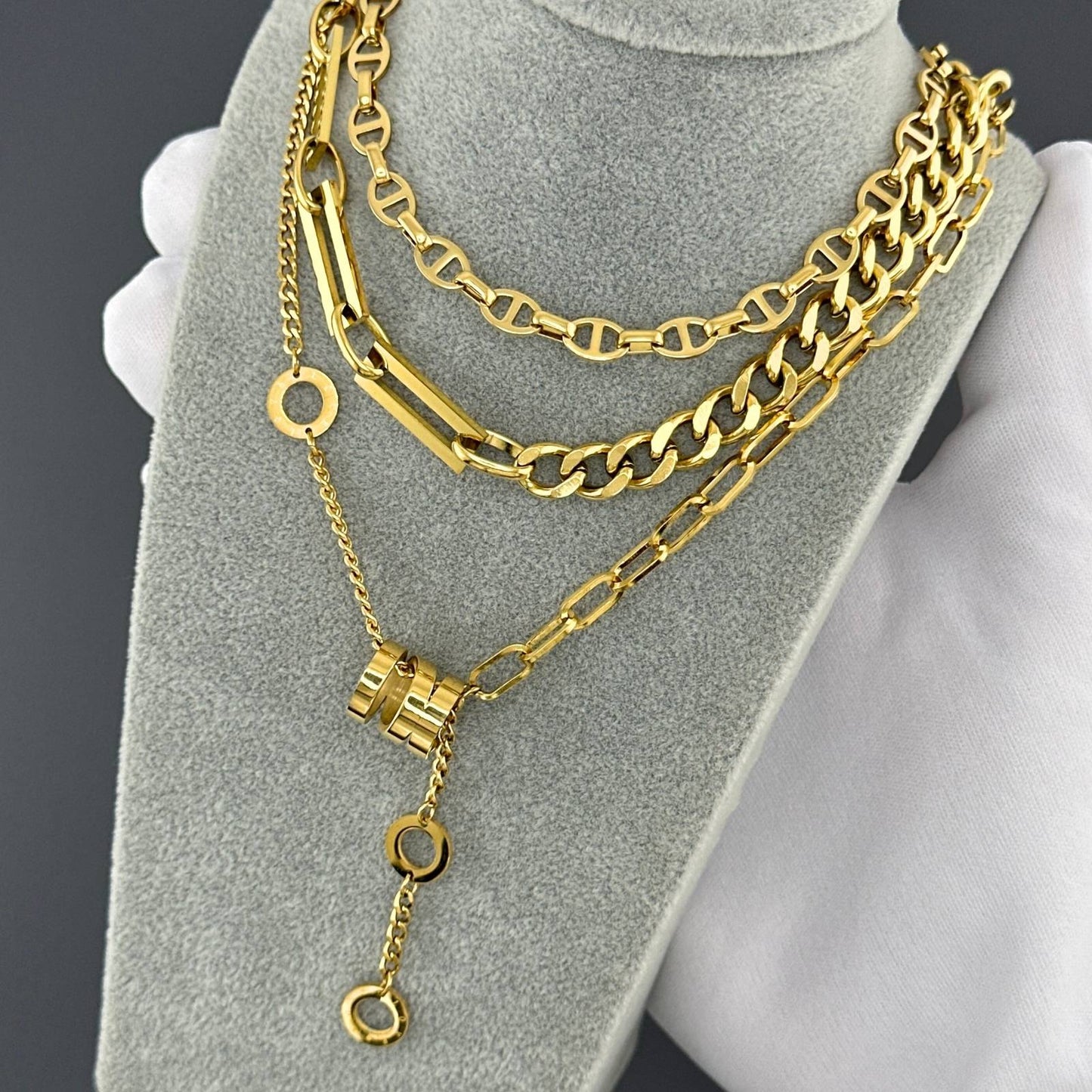 Necklace, 18K Gold Plated Steel
