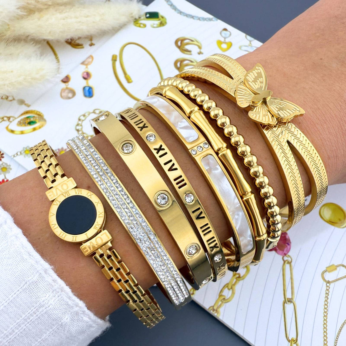 butterfly PVD Gold-Plated Steel Bracelet