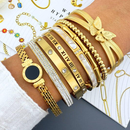 butterfly PVD Gold-Plated Steel Bracelet