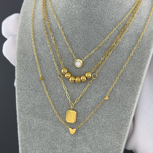 Flower Necklace, 18K Gold Plated Steel