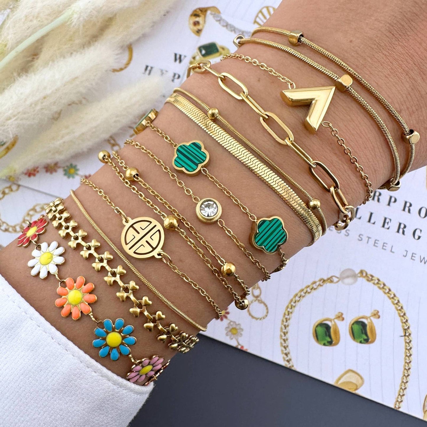 Bracelet, 18K Gold Plated Steel