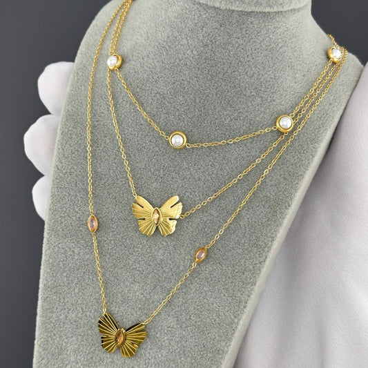Necklace, 18K Gold Plated Steel