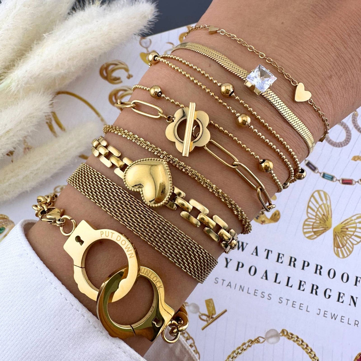 18K gold plated Stainless steel Heart bracelet