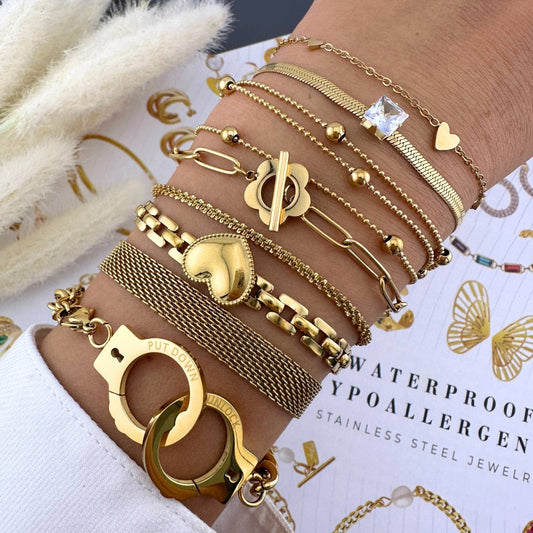 18K gold plated Stainless steel  Heart bracelet