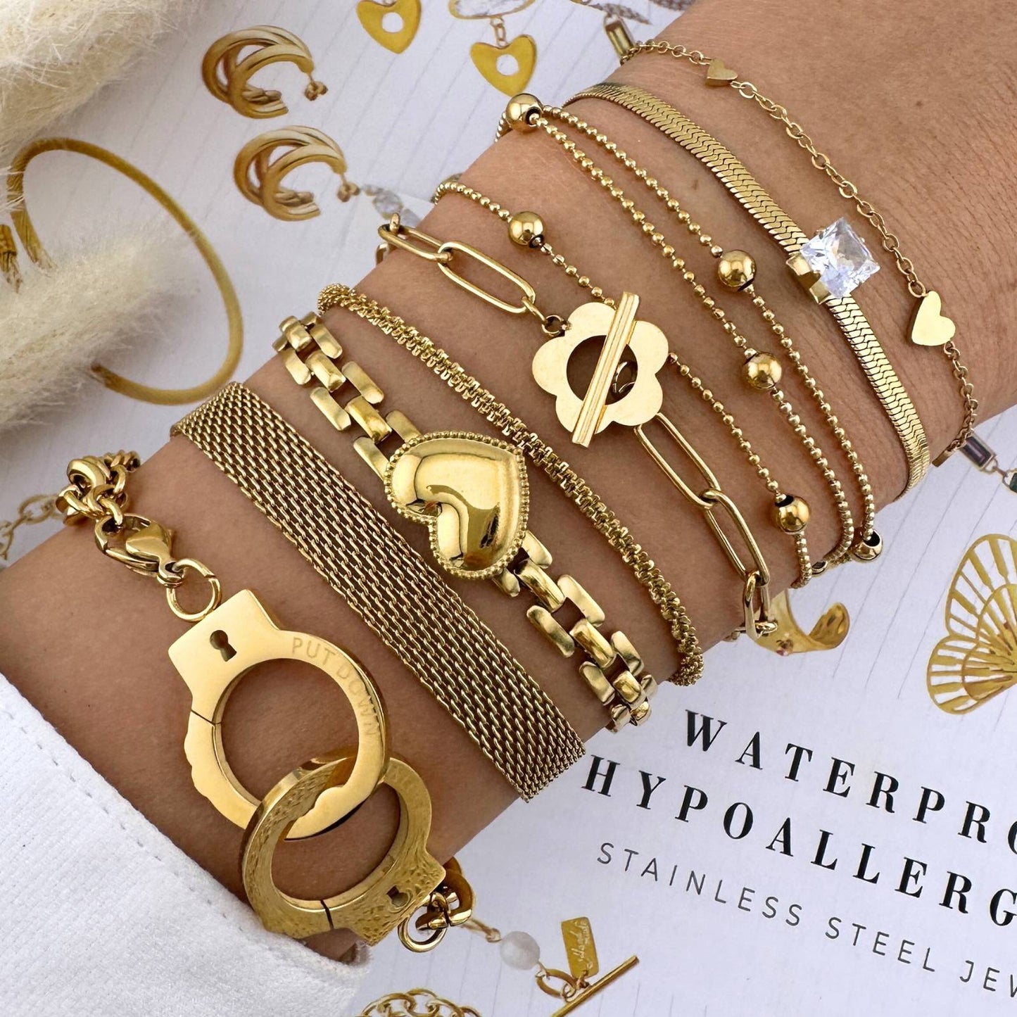 18K gold plated Stainless steel Heart bracelet