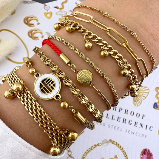 Bracelet, 18K Gold Plated Steel