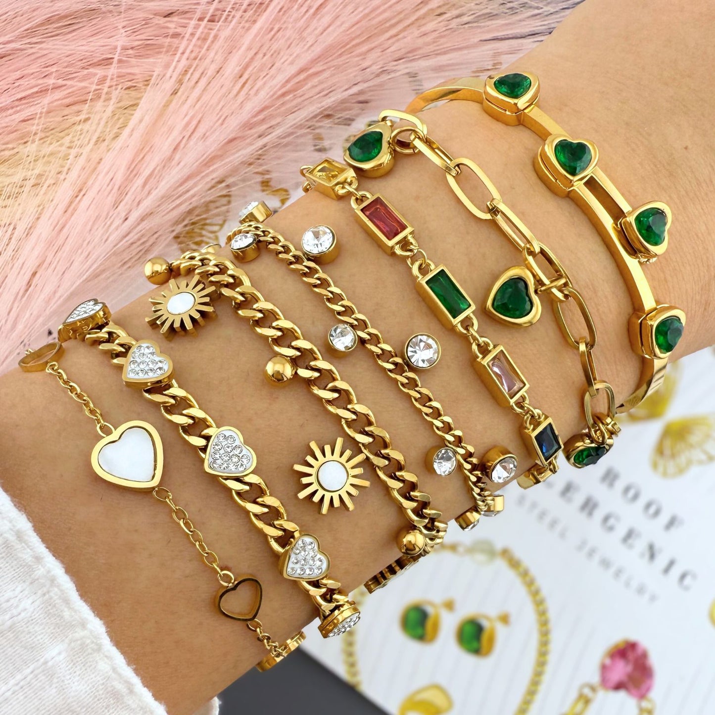 Flower Meadow Bracelet, 18K Gold Plated Steel