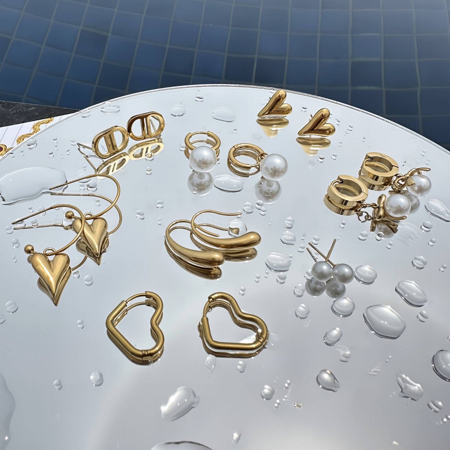 18K gold plated Stainless steel Hearts earrings