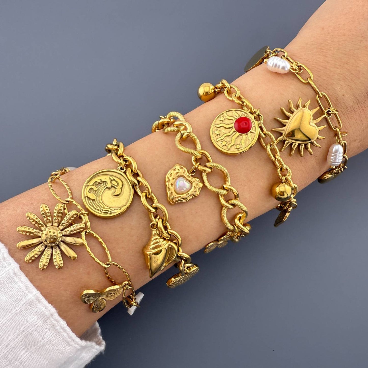 Bracelet, 18K Gold Plated Steel