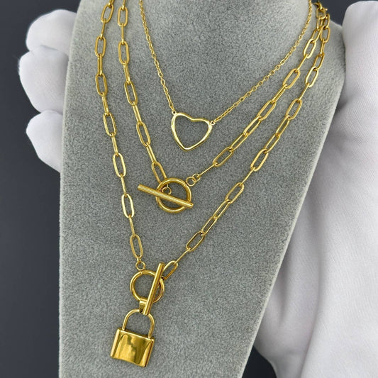 18K gold plated Stainless steel Lock necklace