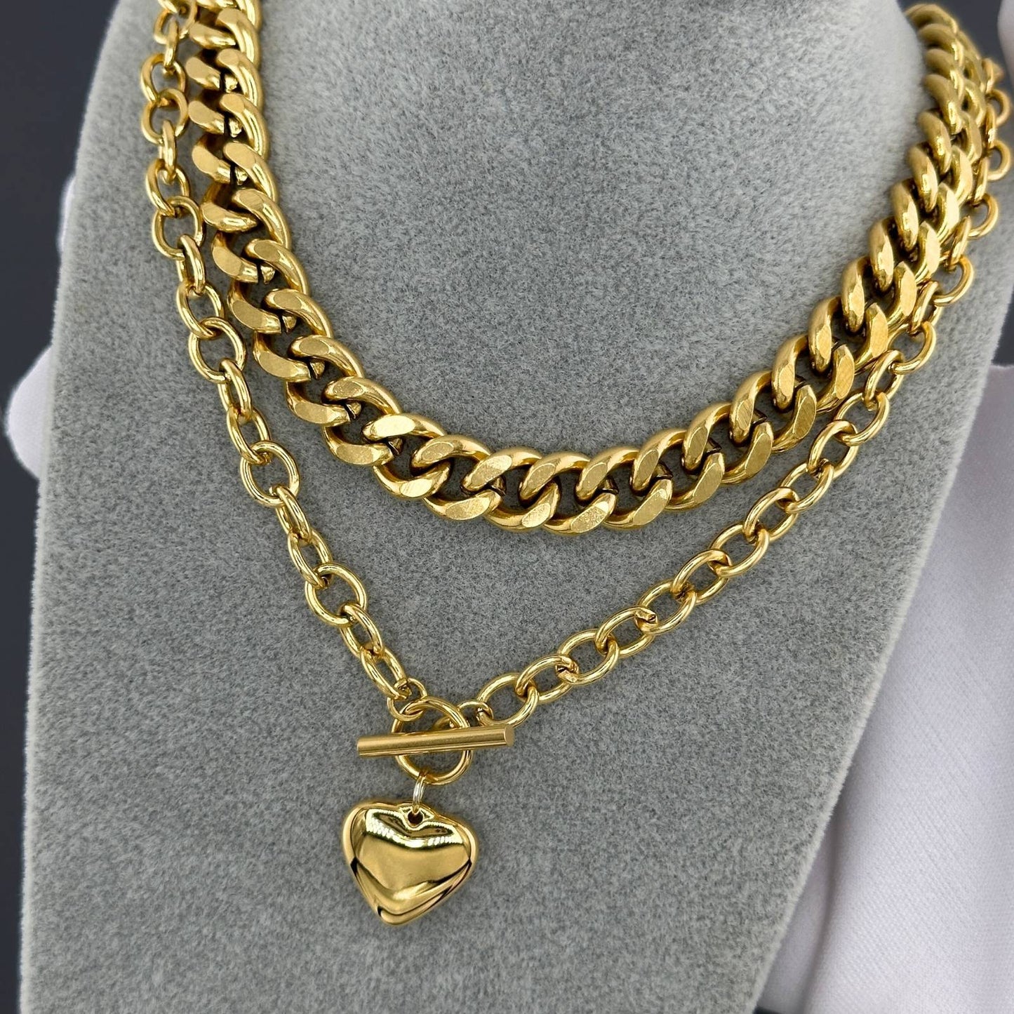 18K gold plated Stainless steel Heart necklace