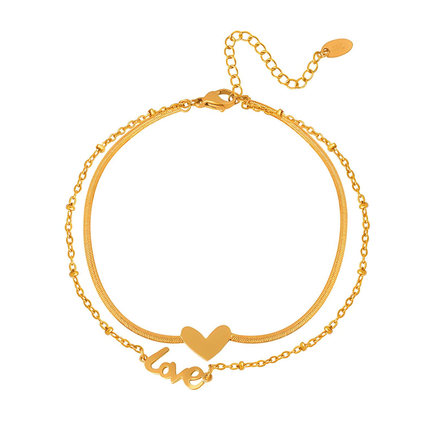 18K gold plated Stainless steel Hearts anklet