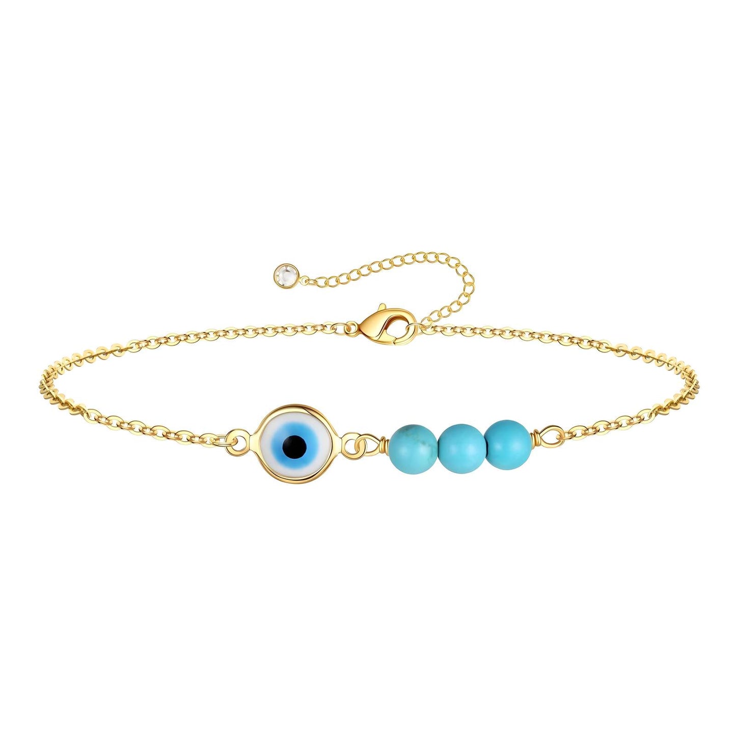 Evil Eye Bracelet, 18K Gold Plated Steel