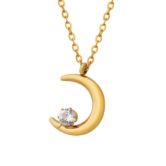 18K gold plated Stainless steel  Crescent necklace