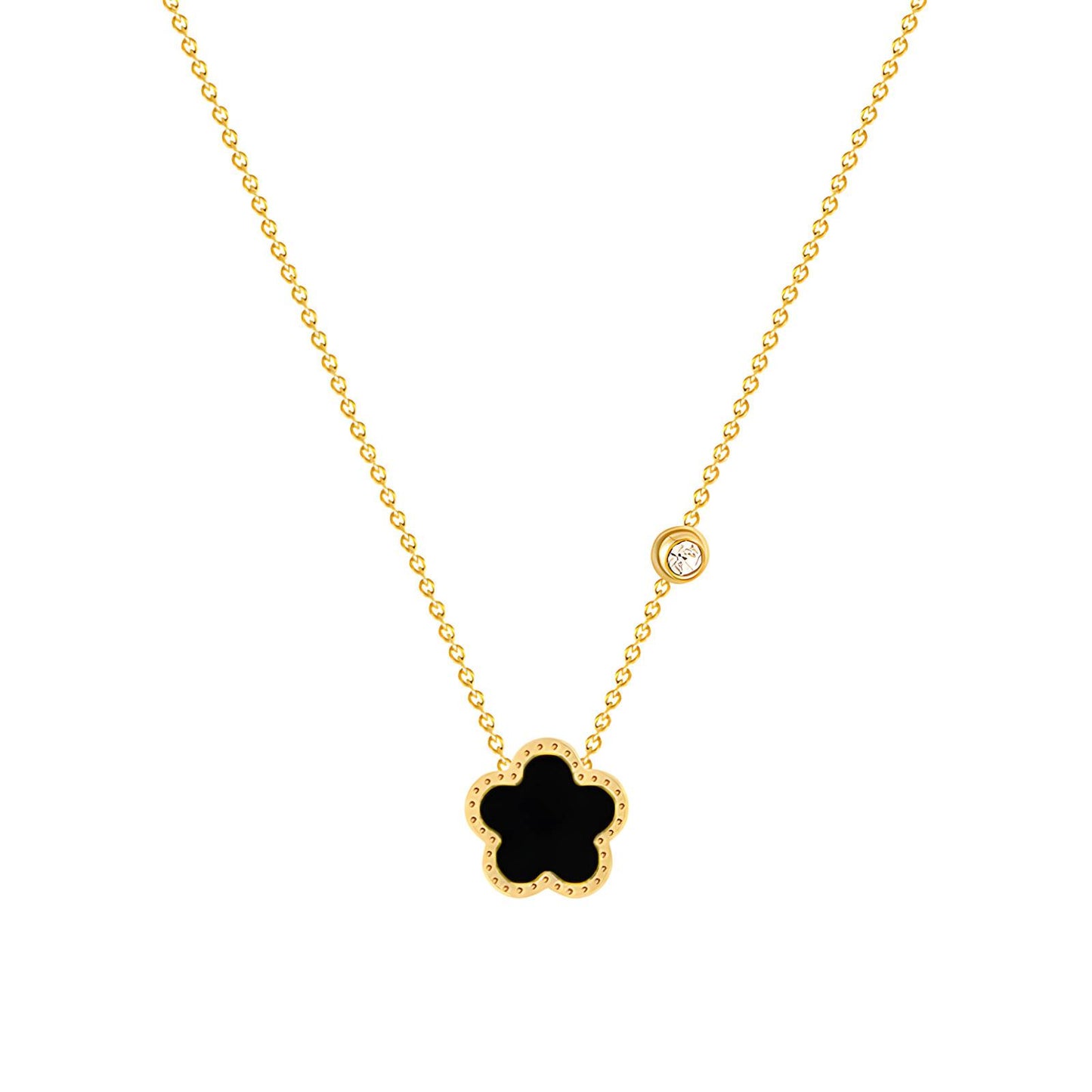 Flower Necklace, 18K Gold Plated Steel