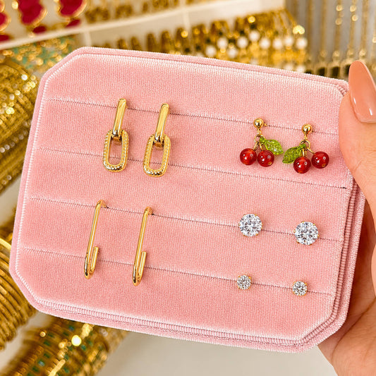 Cherrys Earrings, 18K Gold Plated Steel