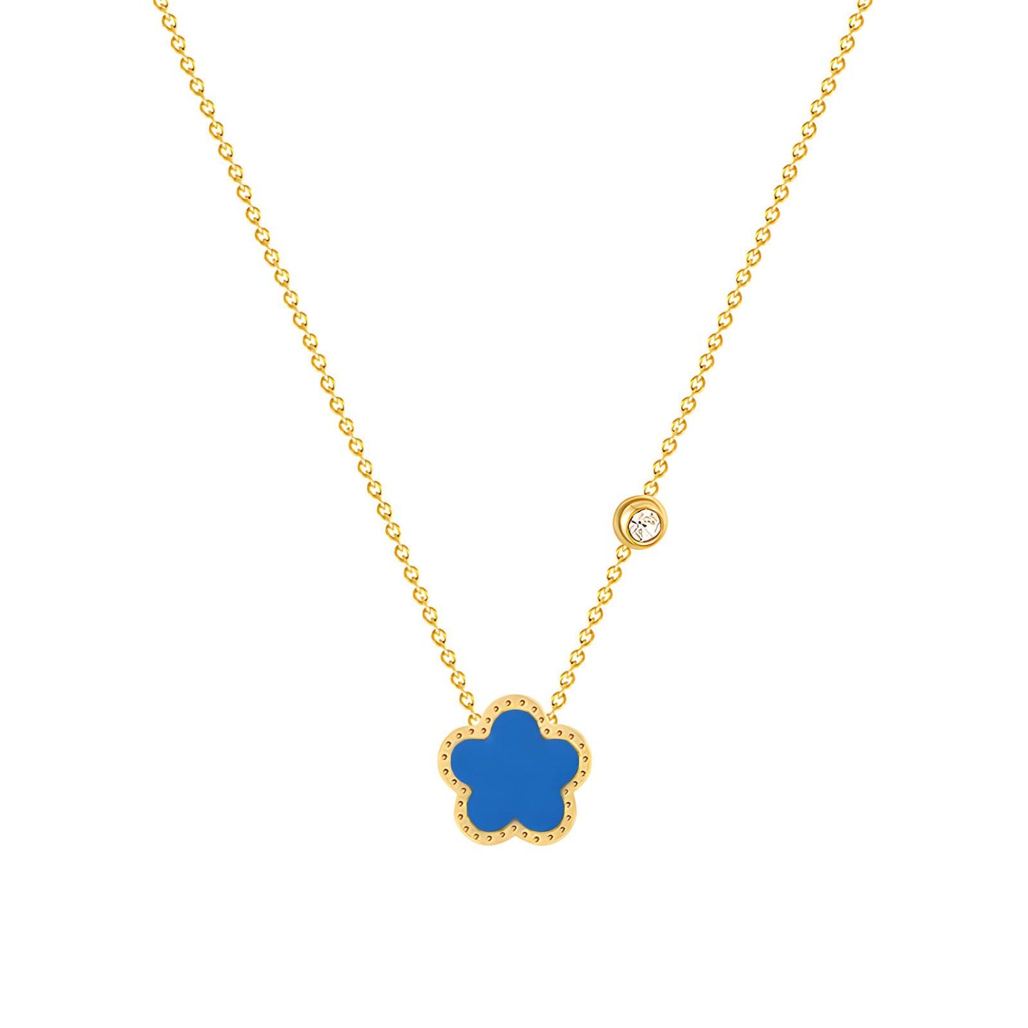 Flower Necklace, 18K Gold Plated Steel