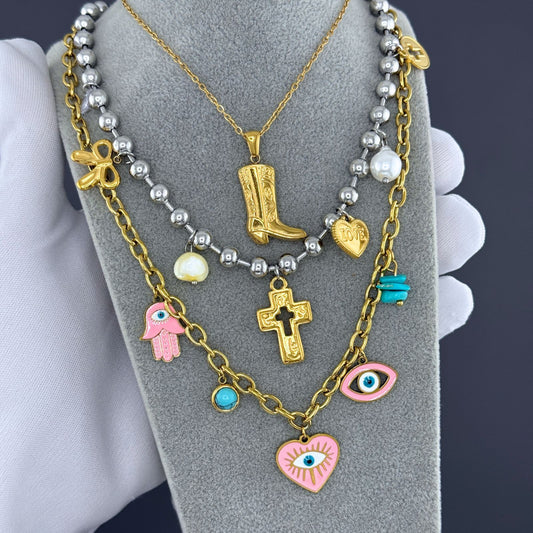 Boot Necklace, 18K Gold Plated Steel