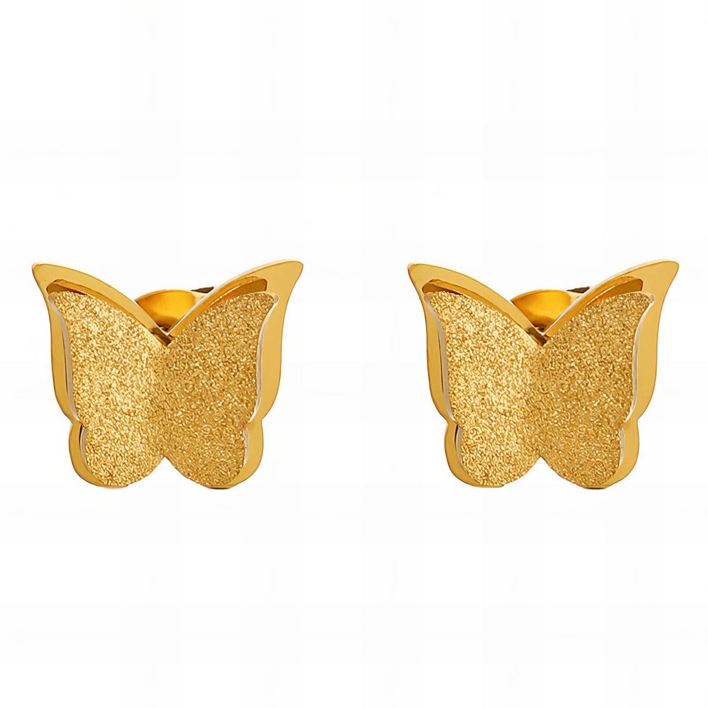 ฺButterflies Earrings, 18K Gold Plated Steel