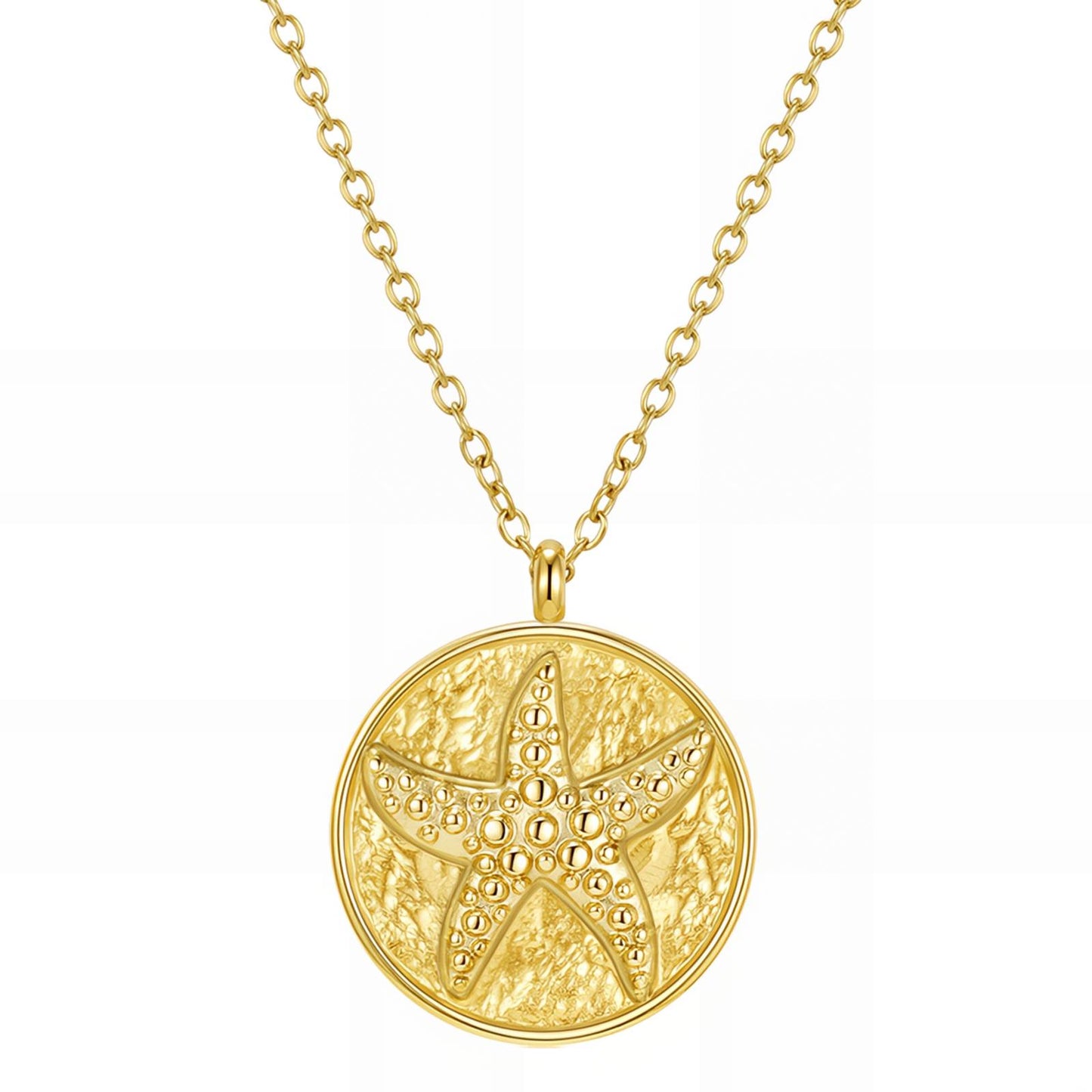 Starfish Necklace, 18K Gold Plated Steel