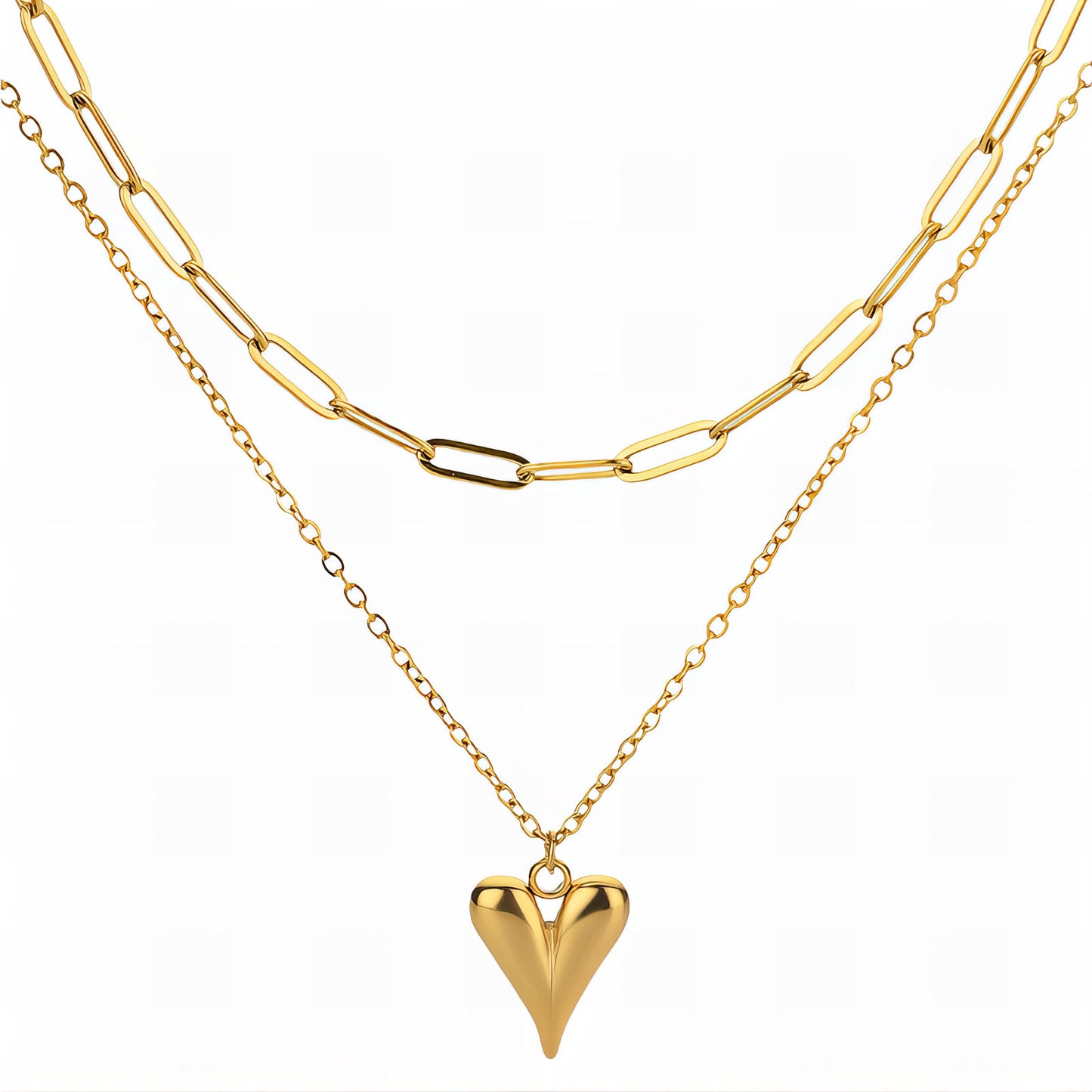Heart Necklace, 18K Gold Plated Steel