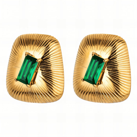 Earrings, 18K Gold Plated Brass
