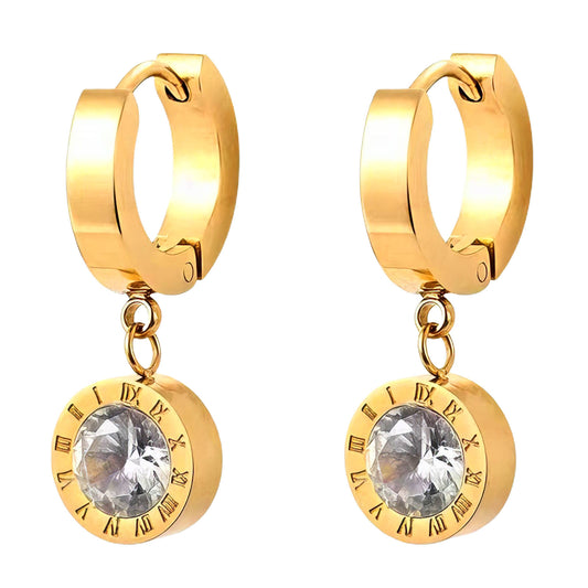 Earrings, 18K Gold Plated Steel