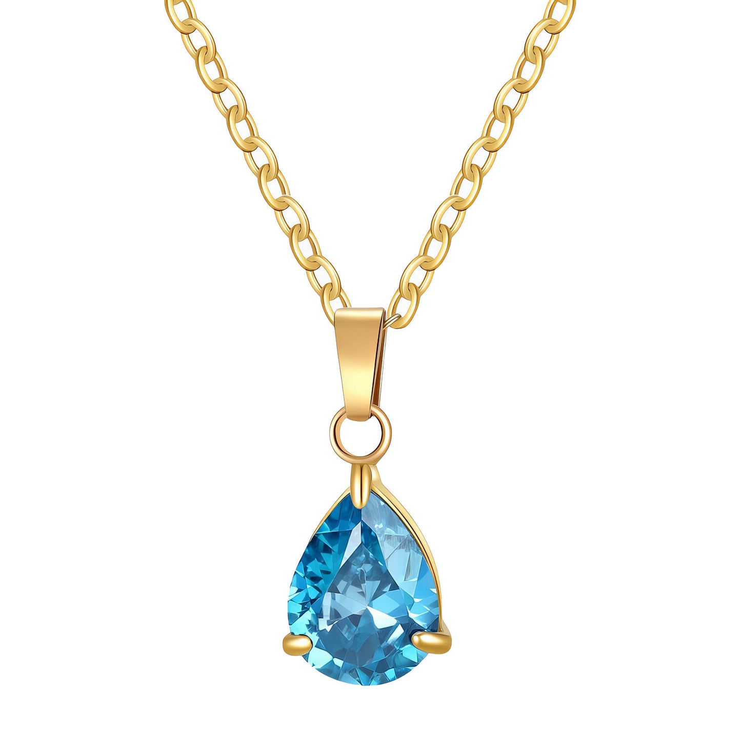 Teardrop Necklace, 18K Gold Plated Steel