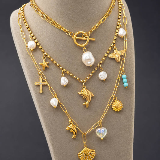 Dolphin PVD Gold-Plated Steel Necklace