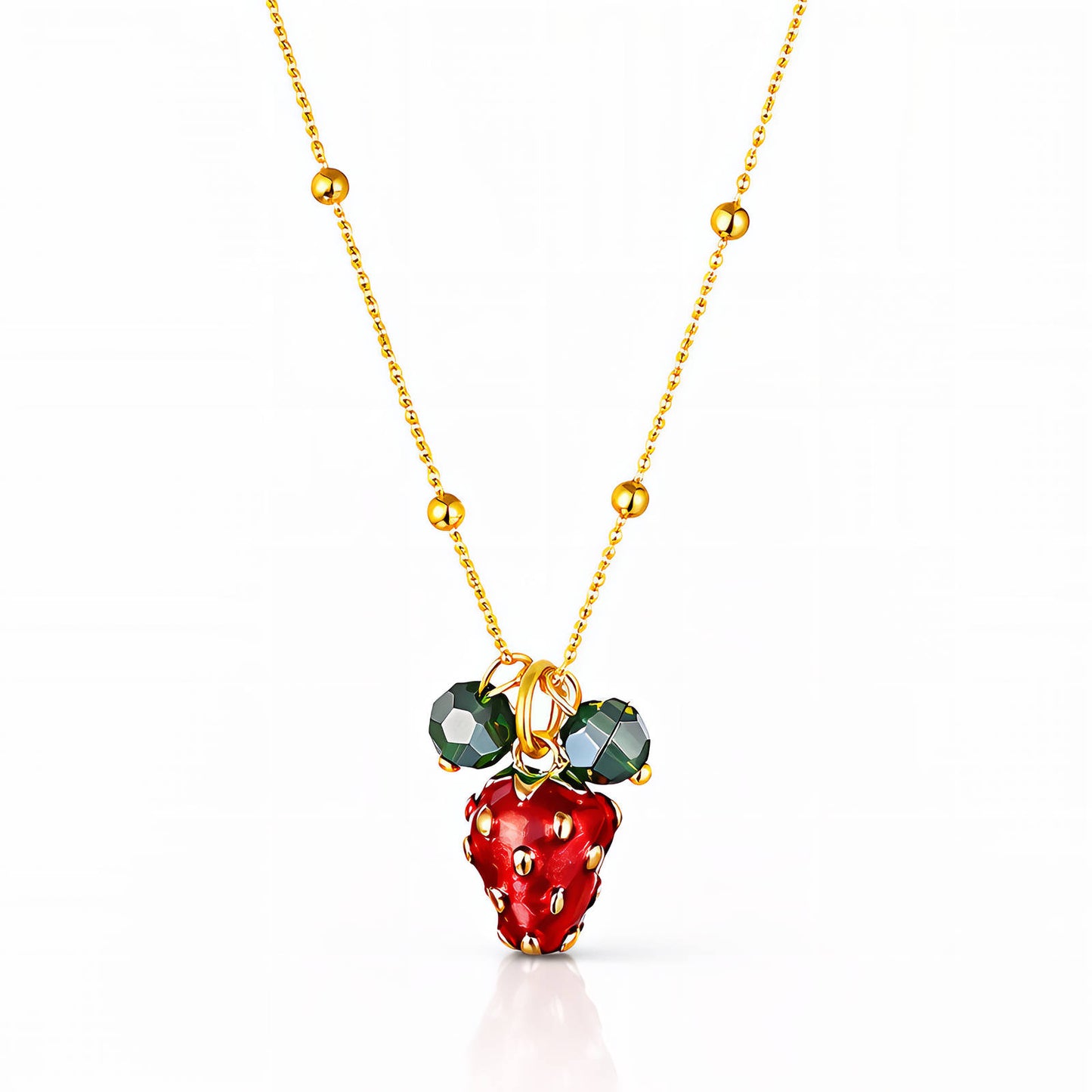 Strawberry Necklace, 18K Gold Plated Steel