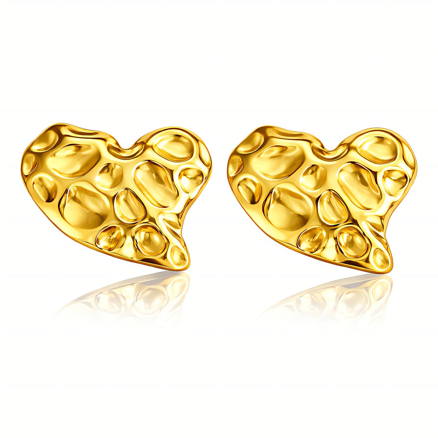 Hearts Earrings, 18K Gold Plated Steel