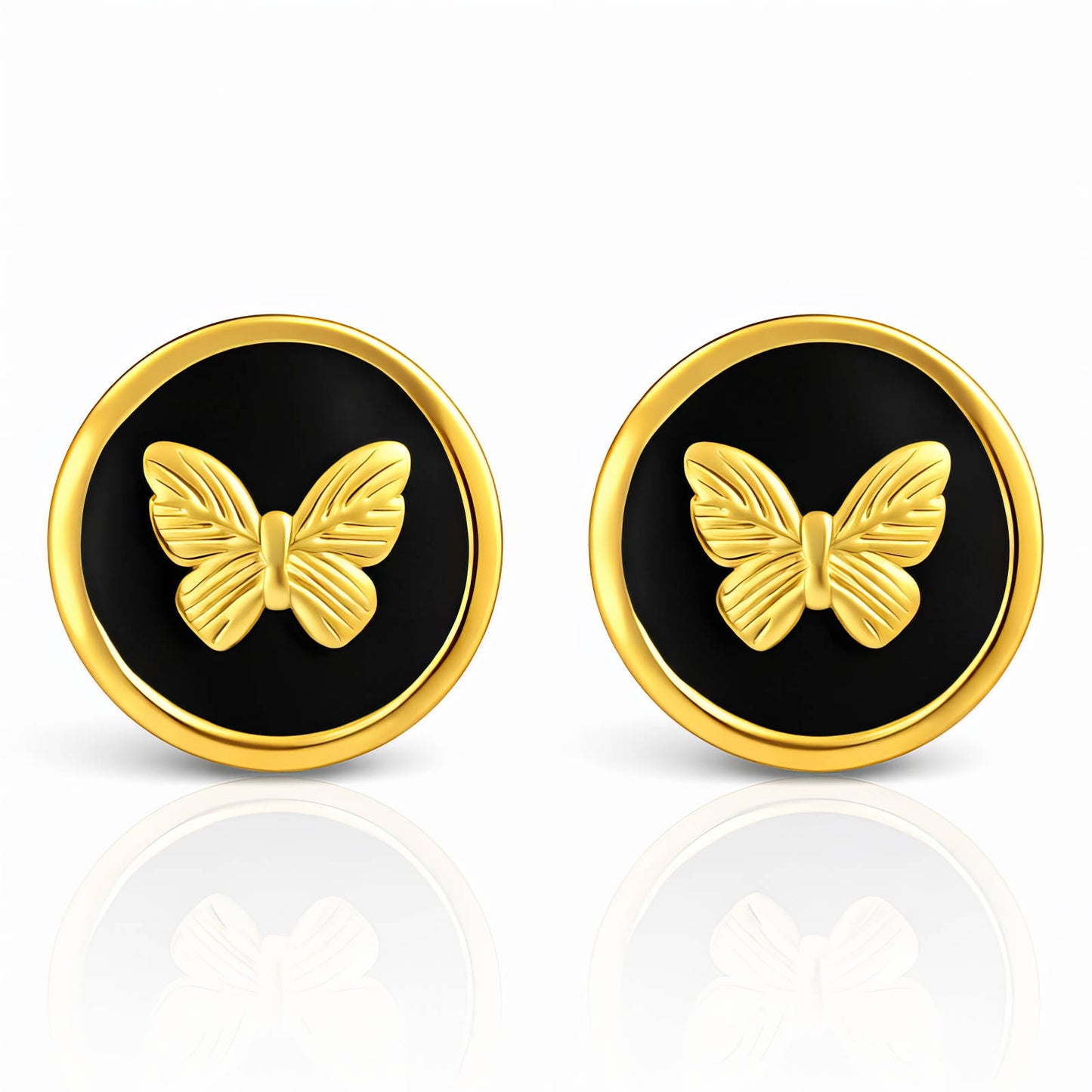 Butterflies Earrings, 18K Gold Plated Steel