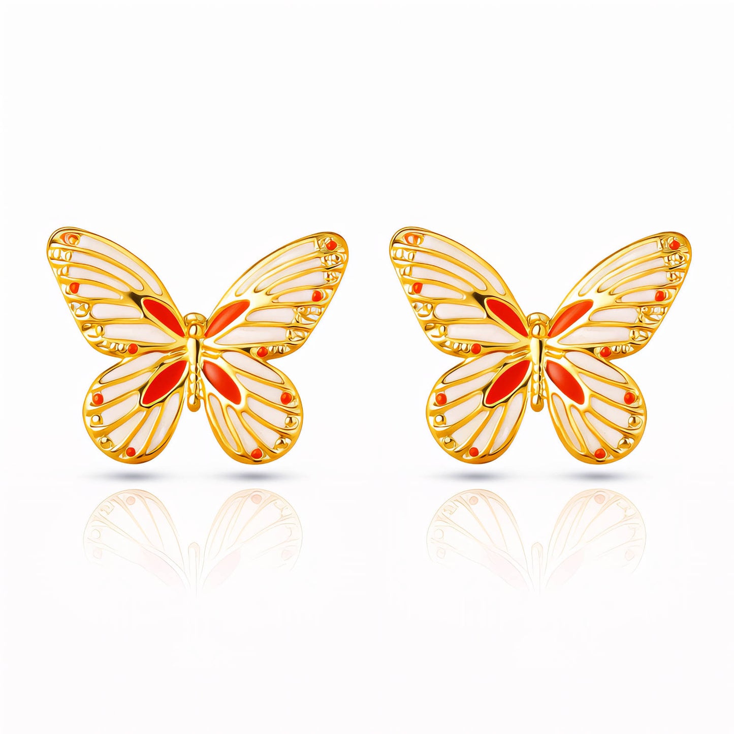 Butterflies Earrings, 18K Gold Plated Steel