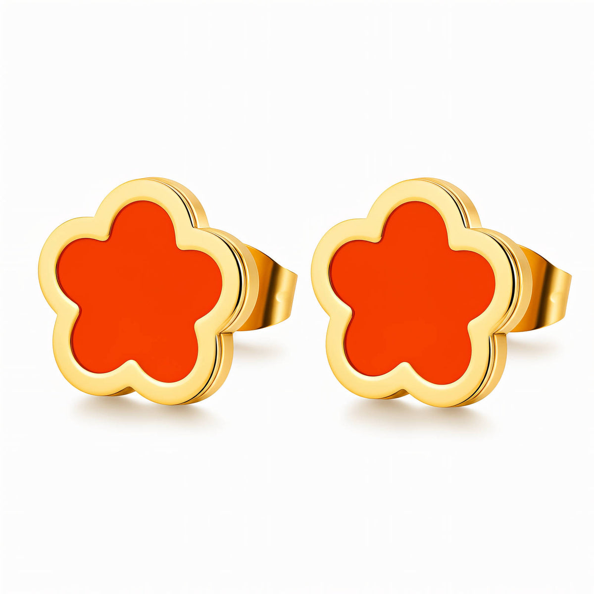 Flowers PVD Gold-Plated Steel Earrings