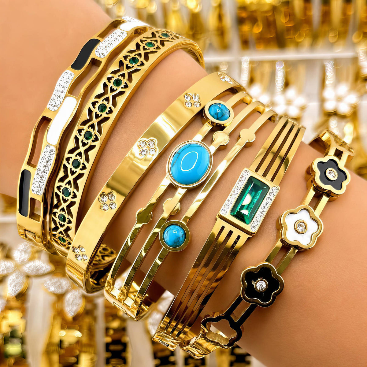 Flower Meadow PVD Gold-Plated Steel Bracelet