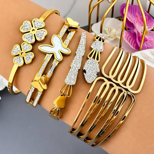 Butterflies PVD Gold-Plated Steel Bracelet