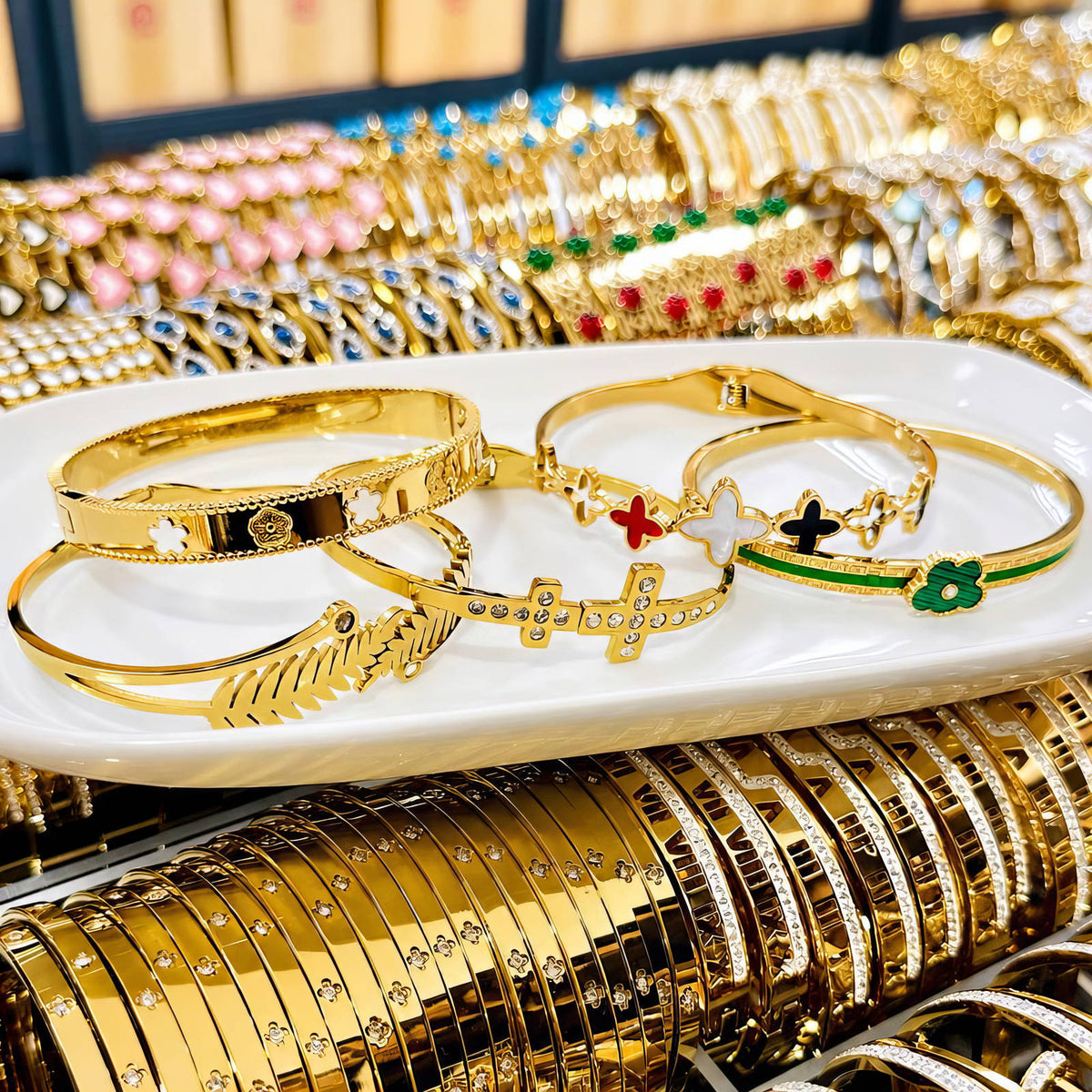Flower Meadow PVD Gold-Plated Steel Bracelet