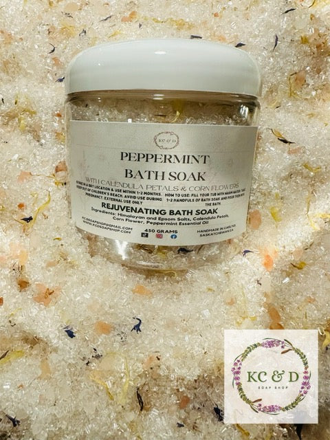 Bath Salts Soak: Peppermint with Calendula & Sunflower Petals