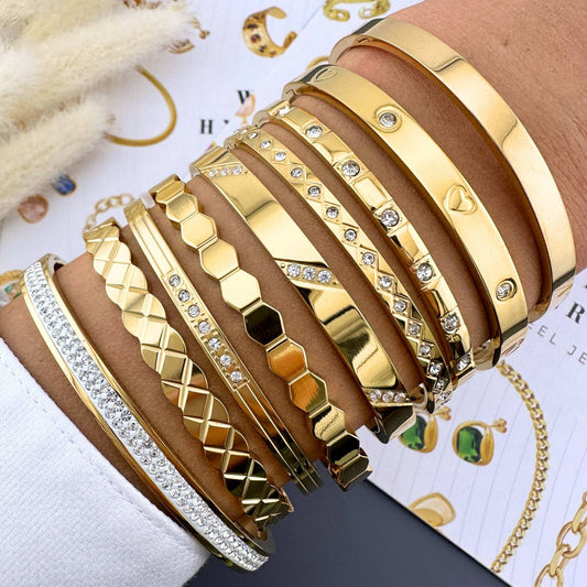 Bracelet, 18K Gold Plated Steel