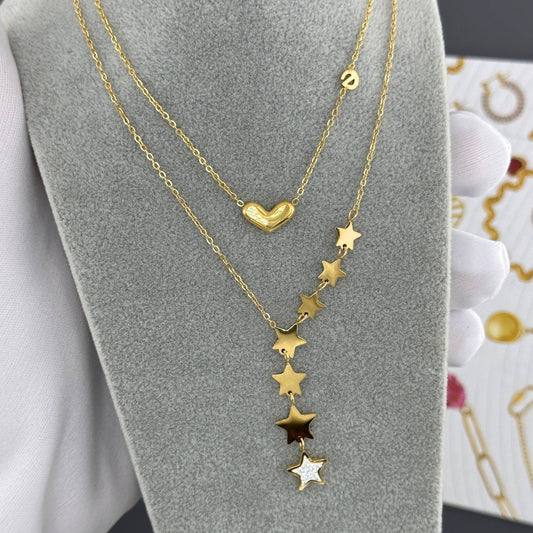 Stars Necklace, 18K Gold Plated Steel