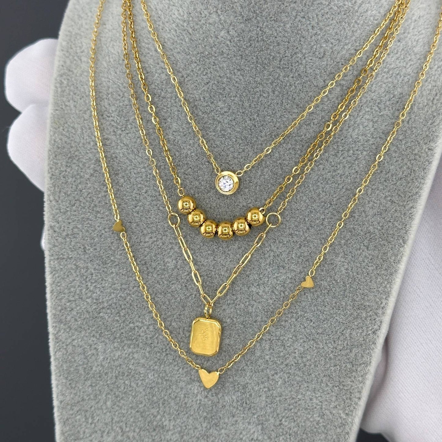Flower Necklace, 18K Gold Plated Steel