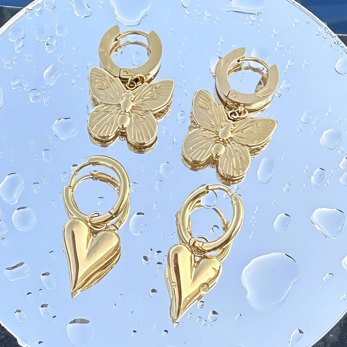 18K gold plated Stainless steel Butterflies earrings