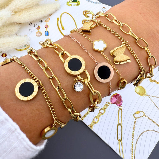 Flower Meadow Bracelet, 18K Gold Plated Steel