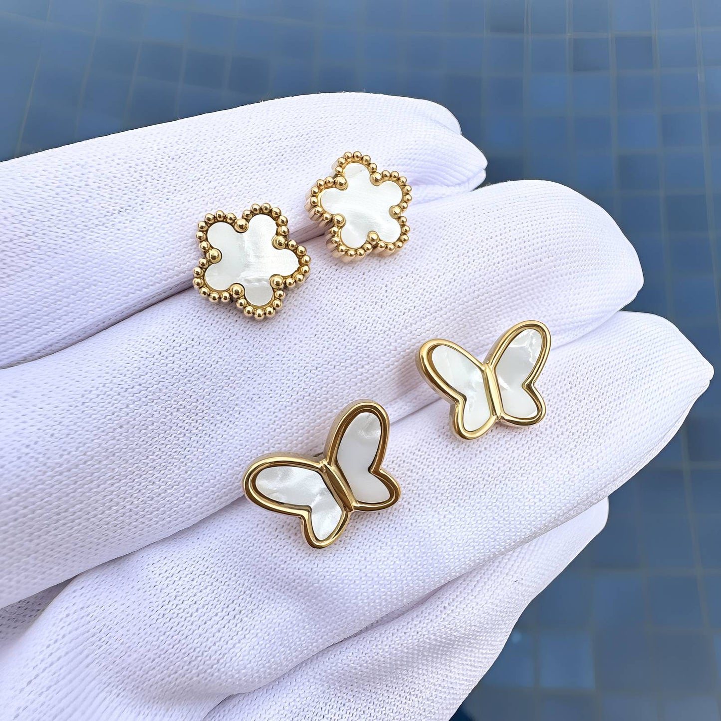 18K gold plated Stainless steel Butterflies earrings