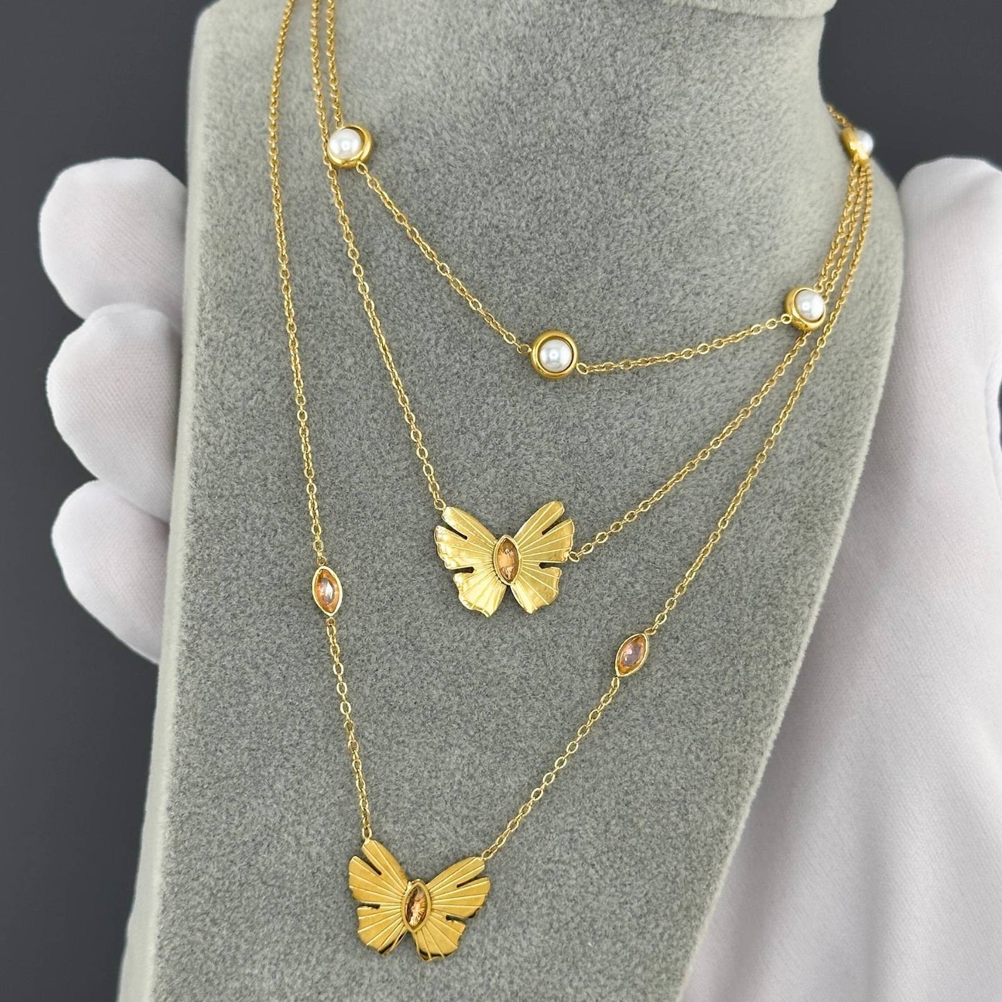 Necklace, 18K Gold Plated Steel