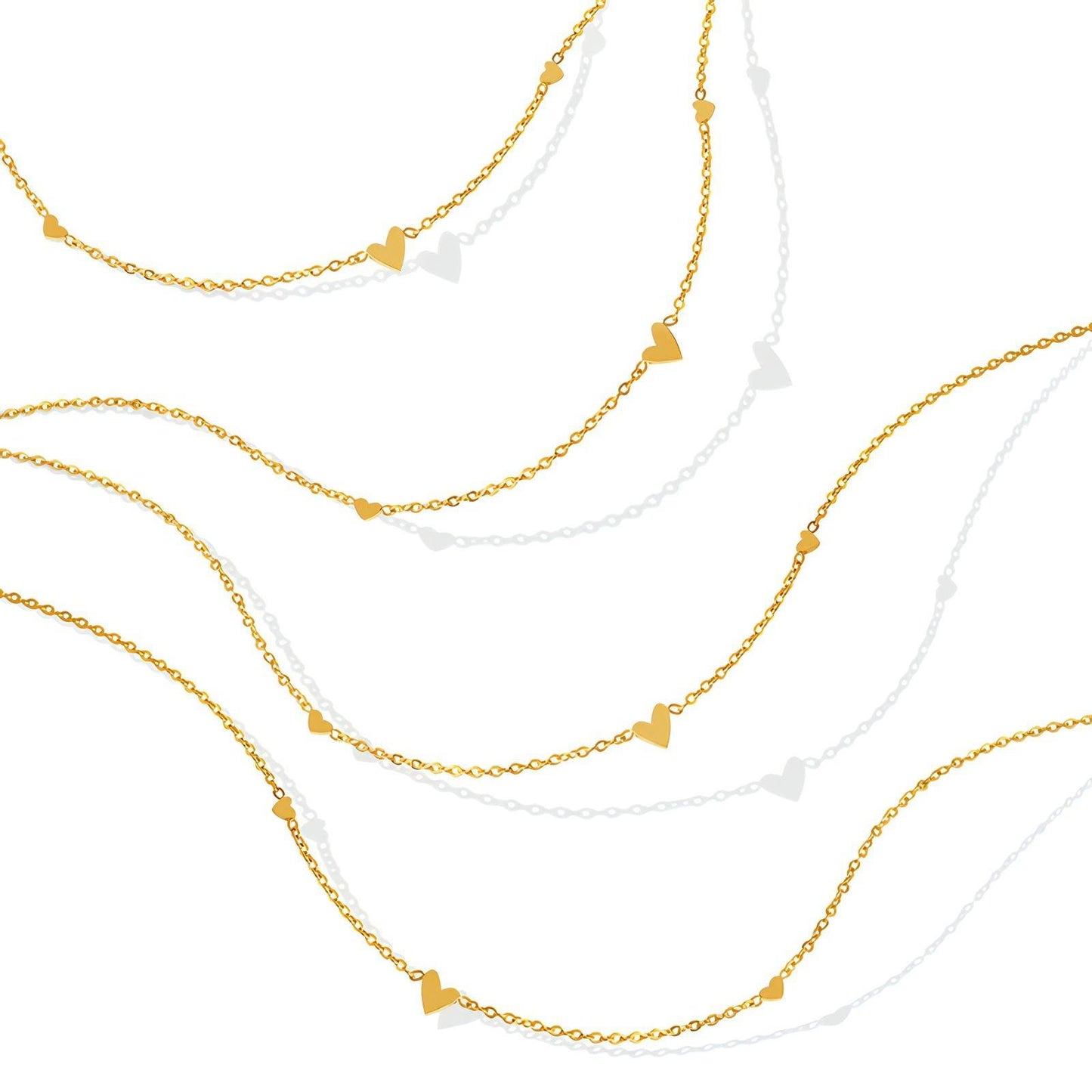 Hearts Necklace, 18K Gold Plated Steel