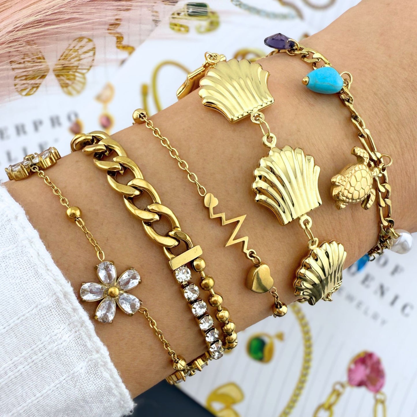 Bracelet, 18K Gold Plated Steel