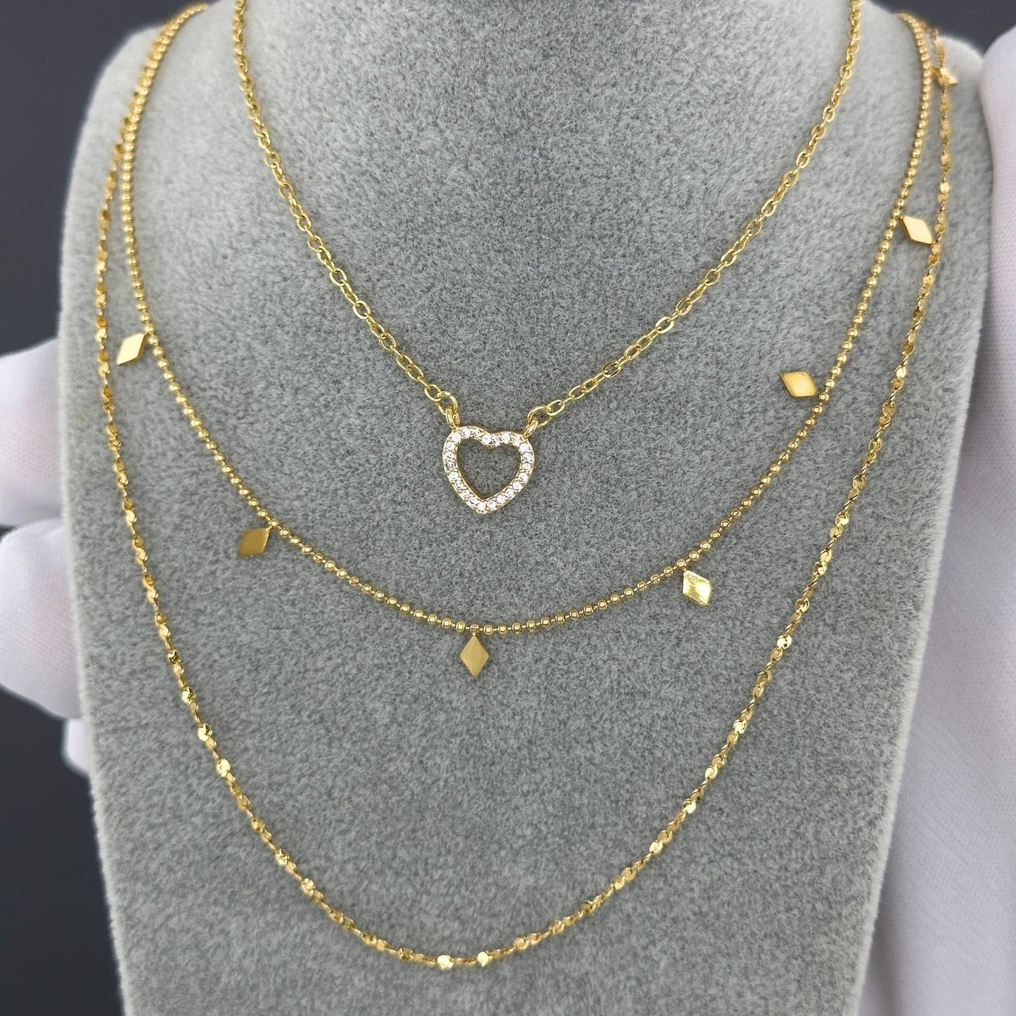 18K gold plated Stainless steel  Hearts necklace