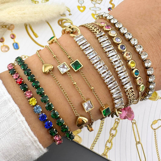 Hearts Bracelet, 18K Gold Plated Steel
